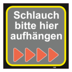 Aufkleber Schlauchaufhängung