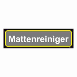 Aufkleber Mattenreiniger Gerätekennzeichnung Frontansicht