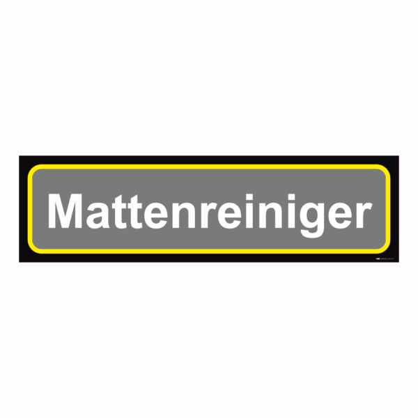Aufkleber Mattenreiniger Gerätekennzeichnung Frontansicht